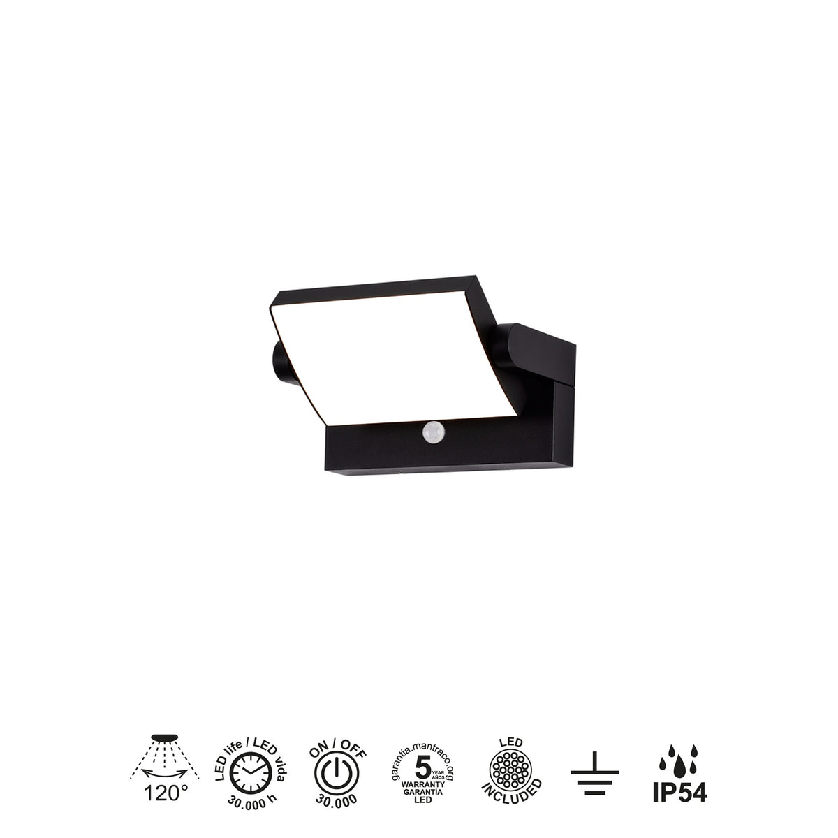 Mantra COOPER vanjska zidna LED svjetiljka sa senzorom 20W 3000K IP54 212MM CRNA