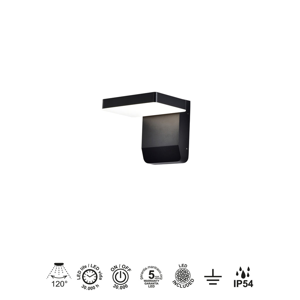Mantra COOPER vanjska zidna LED svjetiljka 20W 3000K IP54 178MM CRNA