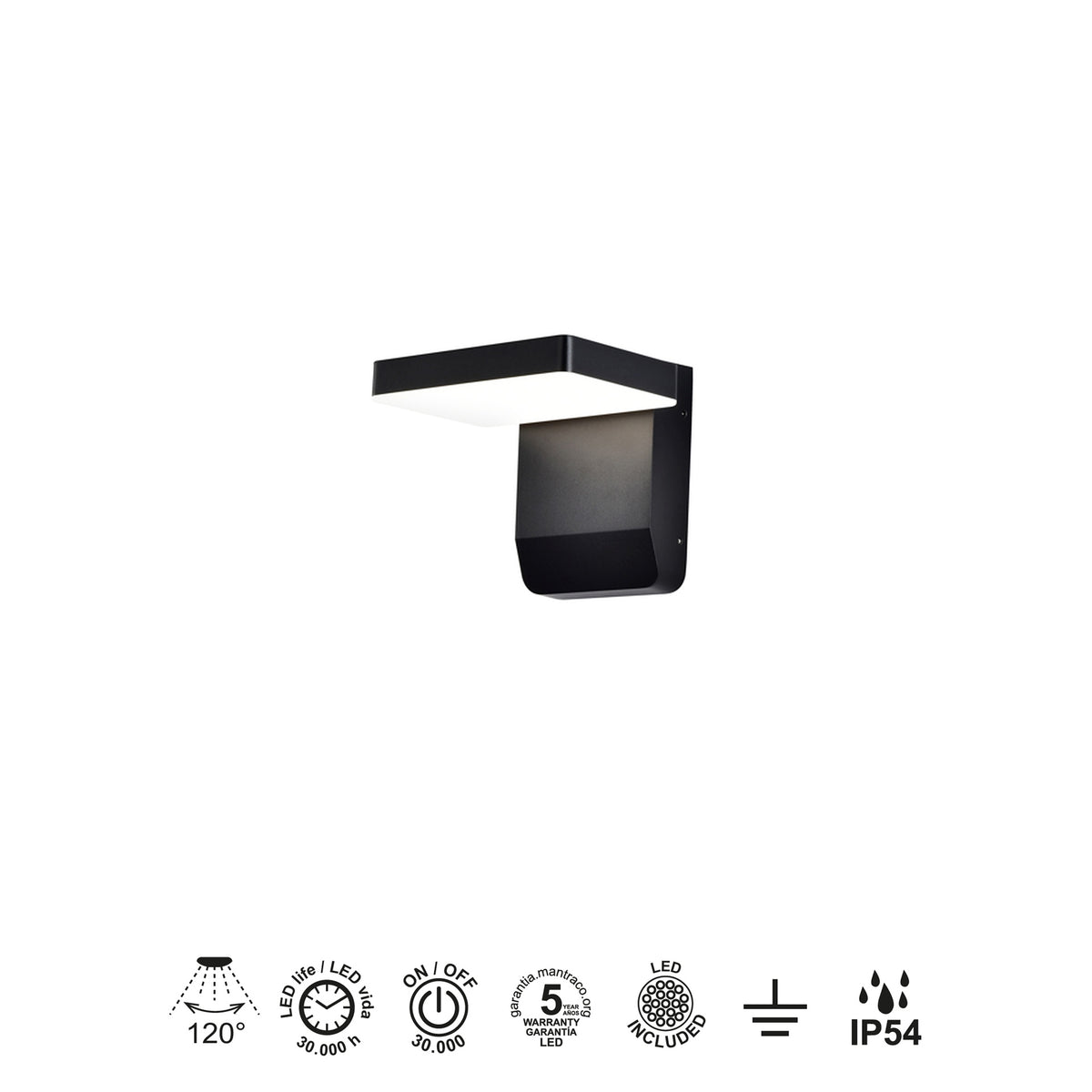 Mantra COOPER vanjska zidna LED svjetiljka 20W 3000K IP54 178MM CRNA