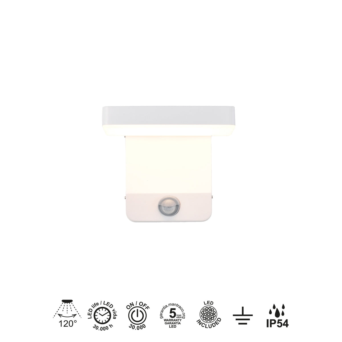 Mantra COOPER vanjska zidna LED svjetiljka sa senzorom 20W 3000K IP54 178MM BIJELA
