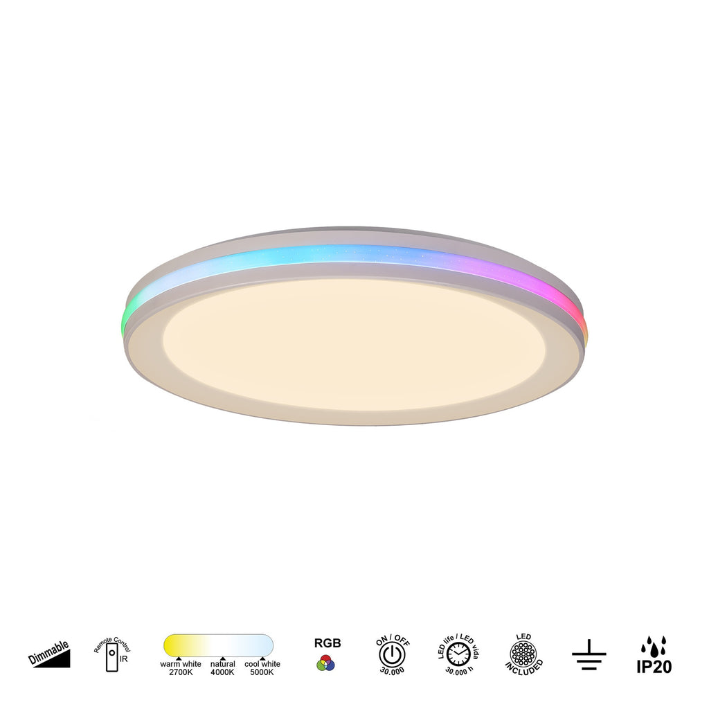 Mantra GAMER DIMABILNA stropna svjetiljka LED 30W 40CM CCT+RGB BIJELA