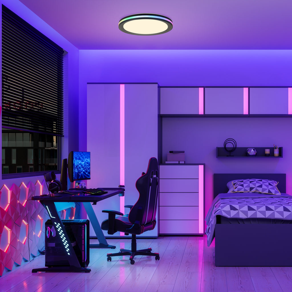 Mantra GAMER DIMABILNA stropna svjetiljka LED 30W 40CM CCT+RGB CRNA