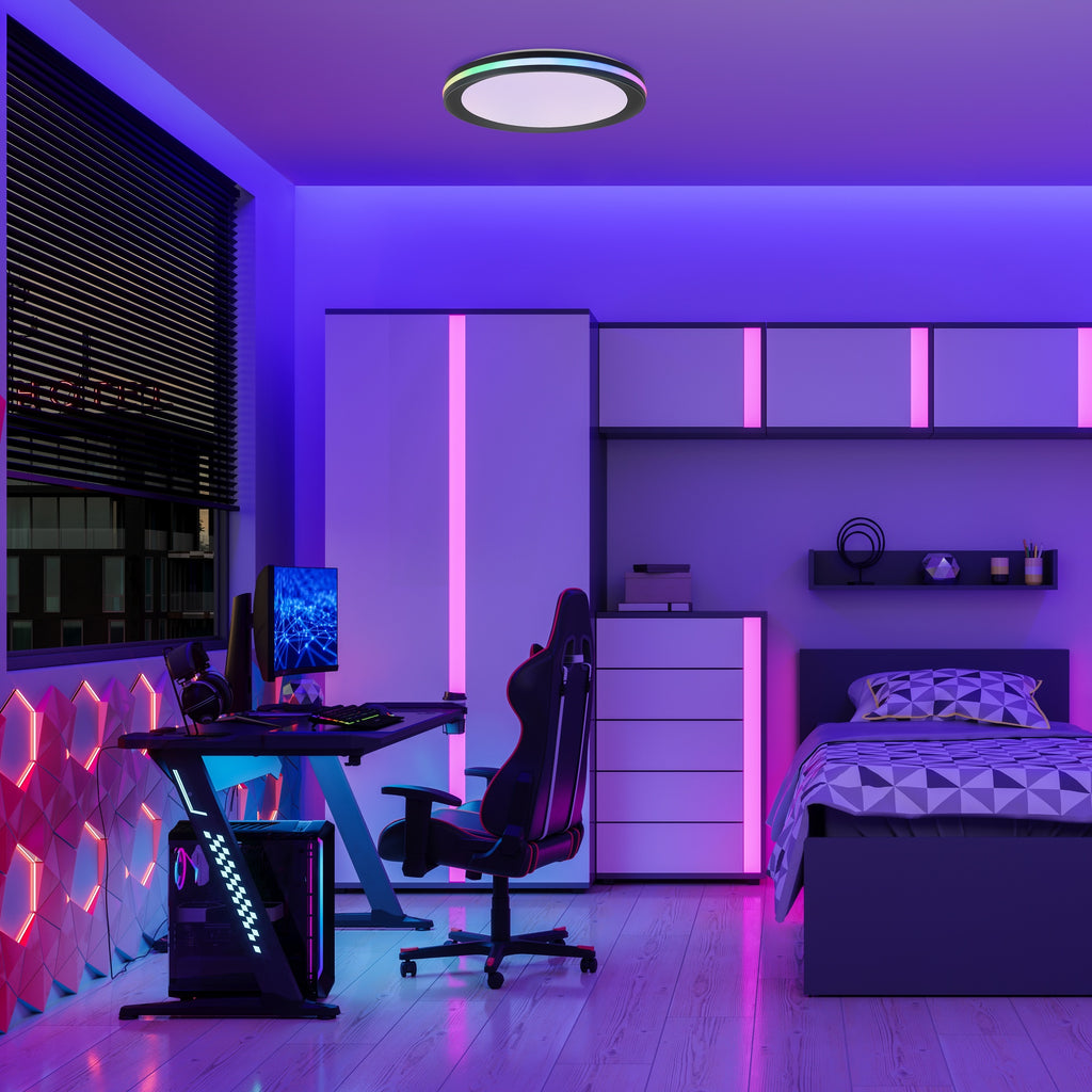 Mantra GAMER DIMABILNA stropna svjetiljka LED 30W 40CM CCT+RGB CRNA