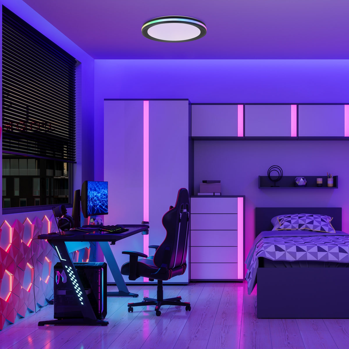 Mantra GAMER DIMABILNA stropna svjetiljka LED 30W 40CM CCT+RGB CRNA