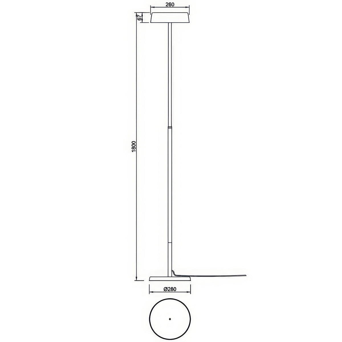 Mantra NOA II DIMABILNA podna svjetiljka LED 30W 3000K 180CM CRNA
