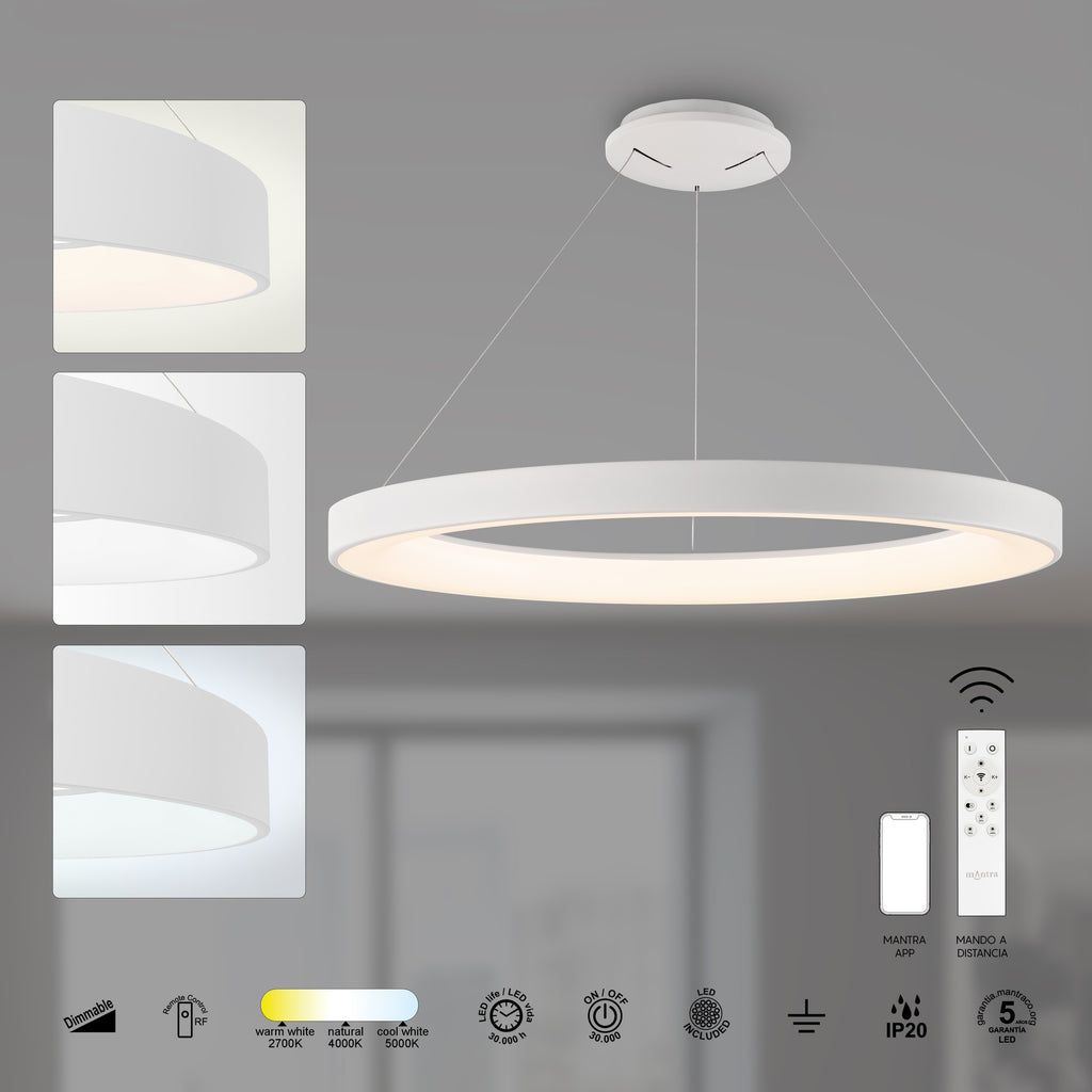 Mantra NISEKO II DIMABILNA viseća svjetiljka LED 60W CCT 65CM BIJELA