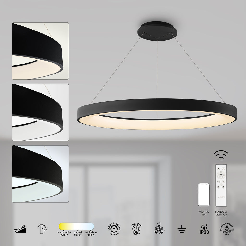Mantra NISEKO II DIMABILNA viseća svjetiljka LED 60W CCT 65CM CRNA