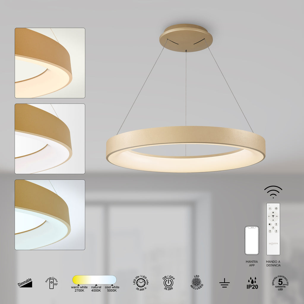 Mantra NISEKO II DIMABILNA viseća svjetiljka LED 45W CCT 50CM ZLATNA