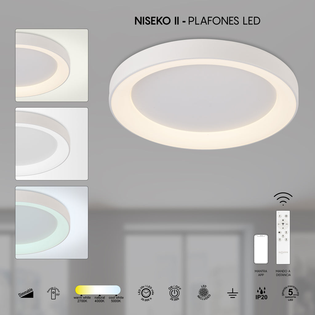 Mantra NISEKO II DIMABILNA stropna svjetiljka LED 60W CCT 65CM BIJELA