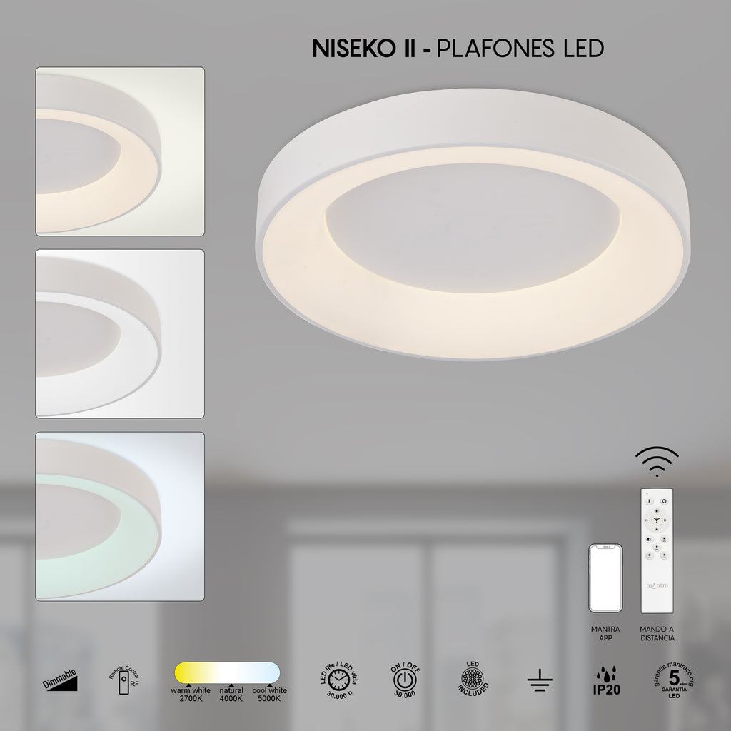 Mantra NISEKO II DIMABILNA stropna svjetiljka LED 30W CCT 38CM BIJELA