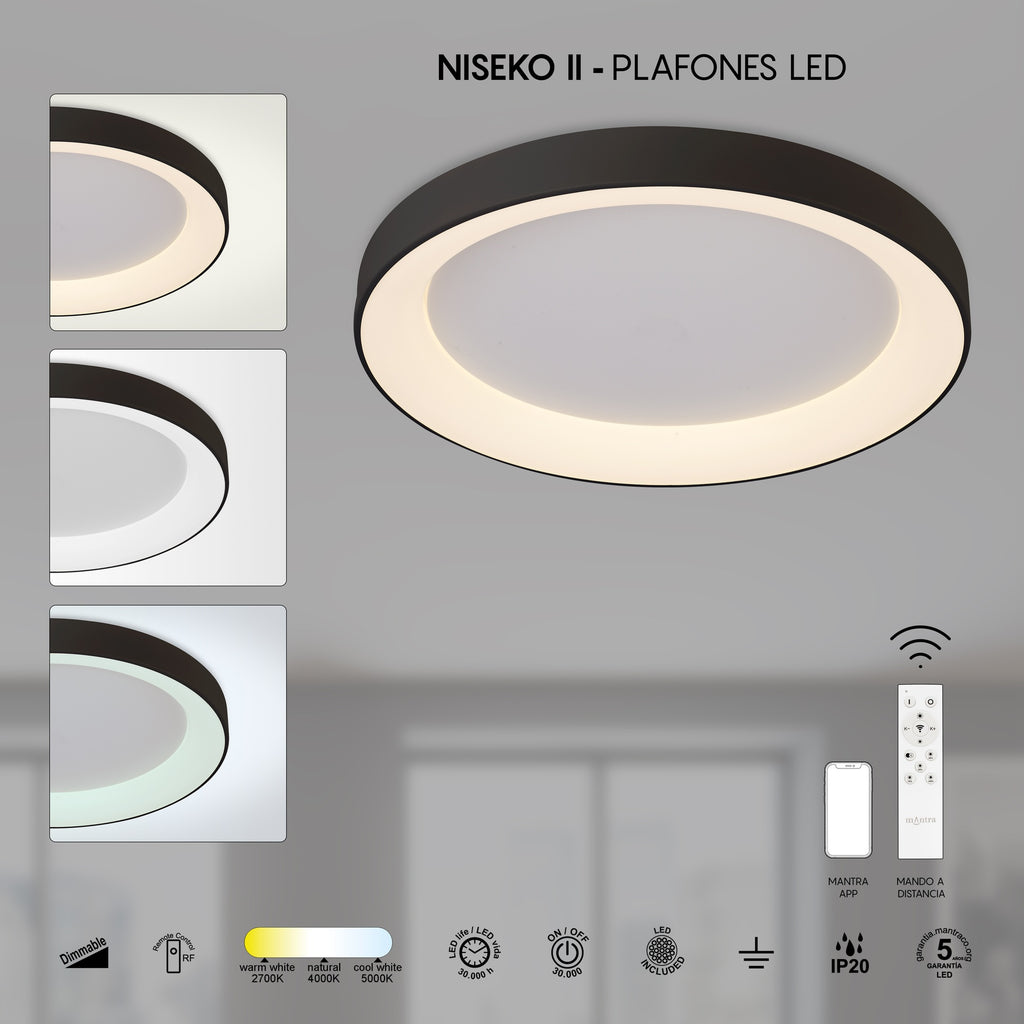 Mantra NISEKO II DIMABILNA stropna svjetiljka LED 60W CCT 65CM CRNA