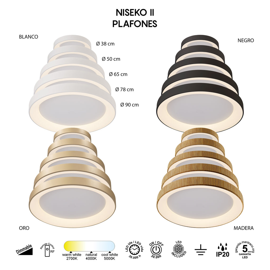 Mantra NISEKO II DIMABILNA stropna svjetiljka LED 30W CCT 38CM CRNA