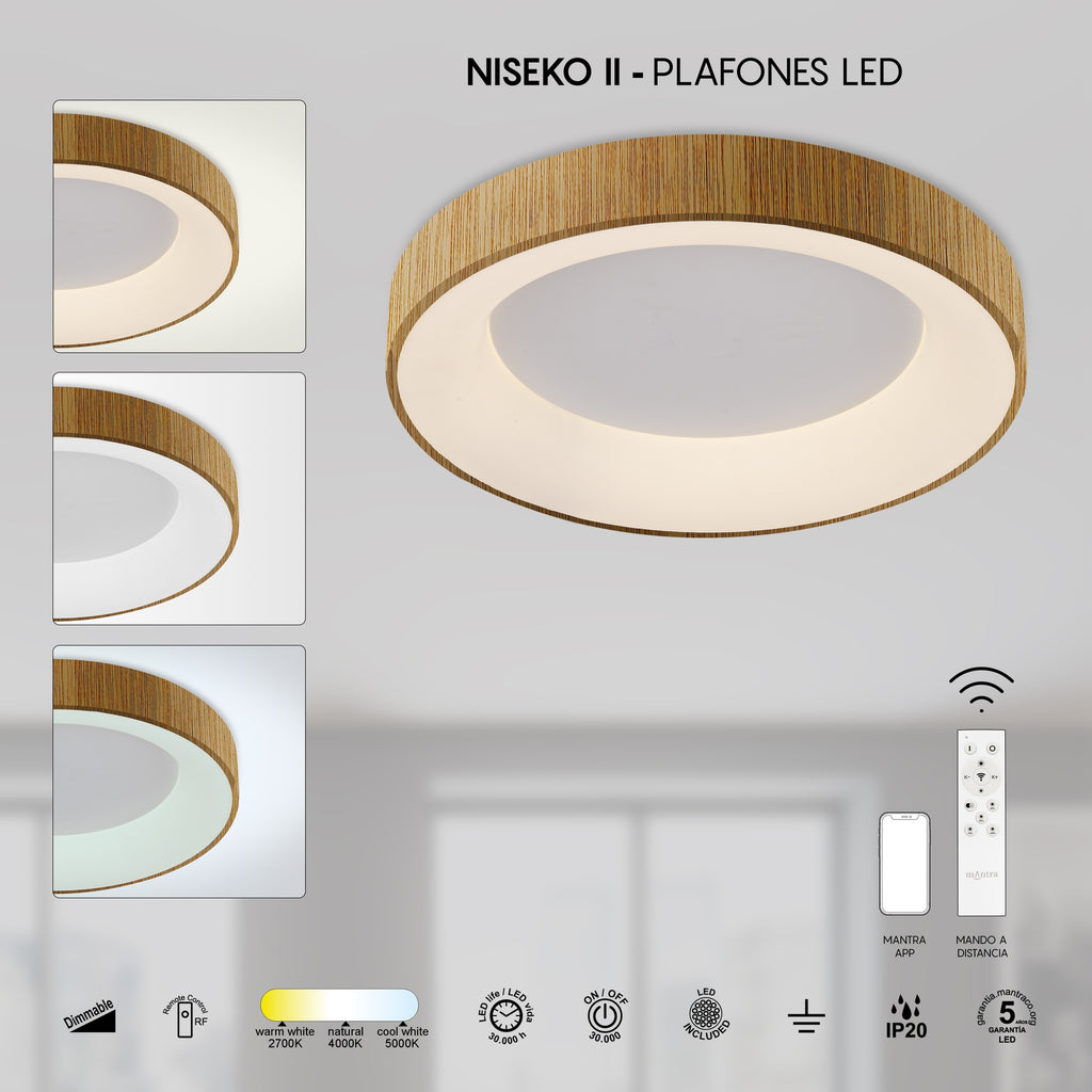 Mantra NISEKO II DIMABILNA stropna svjetiljka LED 45W CCT 50CM DRVO