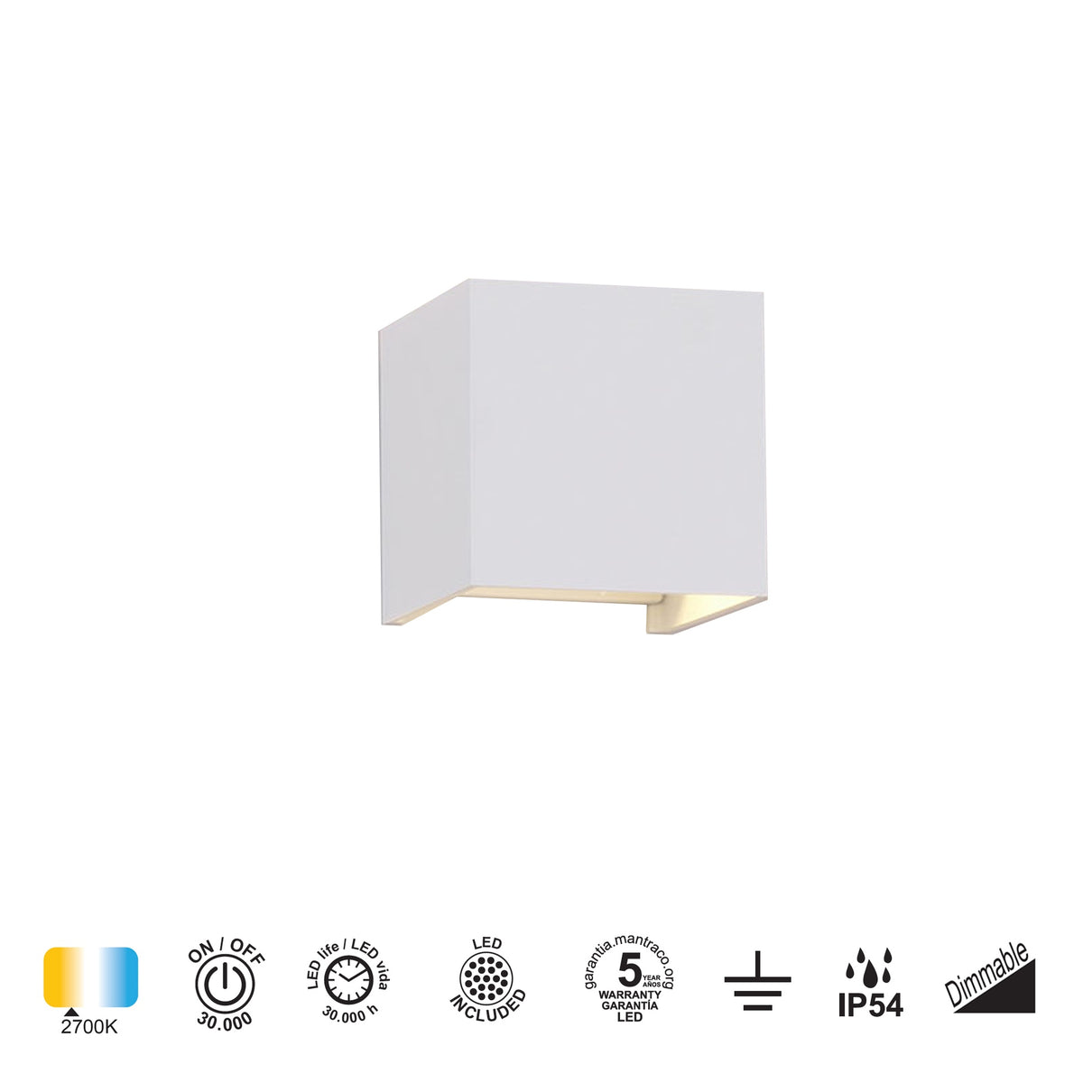 Mantra DAVOS vanjska zidna LED svjetiljka 12W 2700K IP54 100MM BIJELA