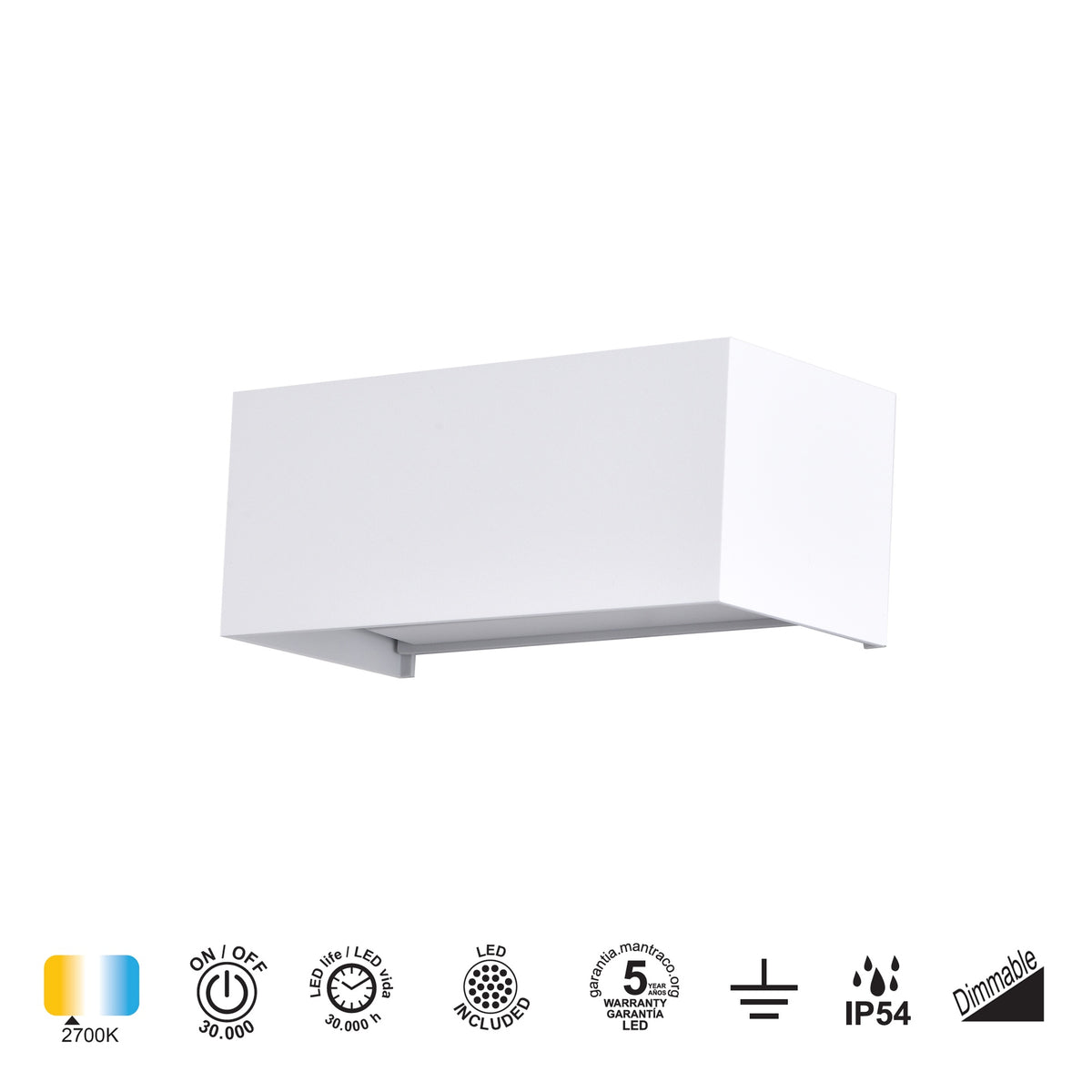 Mantra DAVOS vanjska zidna LED svjetiljka 24W 4000K IP54 200MM BIJELA