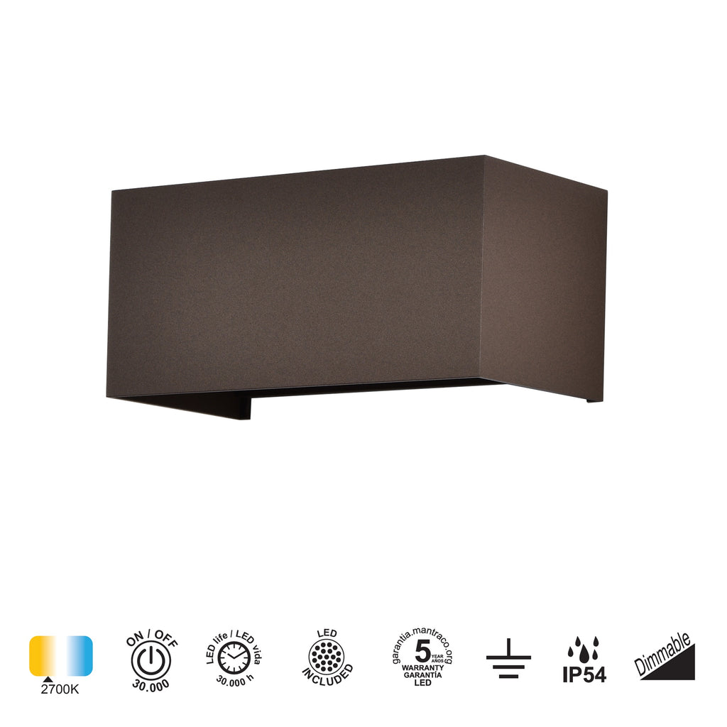 Mantra DAVOS vanjska zidna LED svjetiljka 24W 2700K IP54 200MM SMEĐA