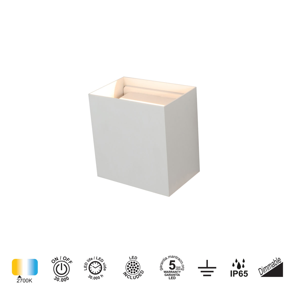 Mantra DAVOS vanjska zidna LED svjetiljka 20W 2700K IP65 150MM BIJELA