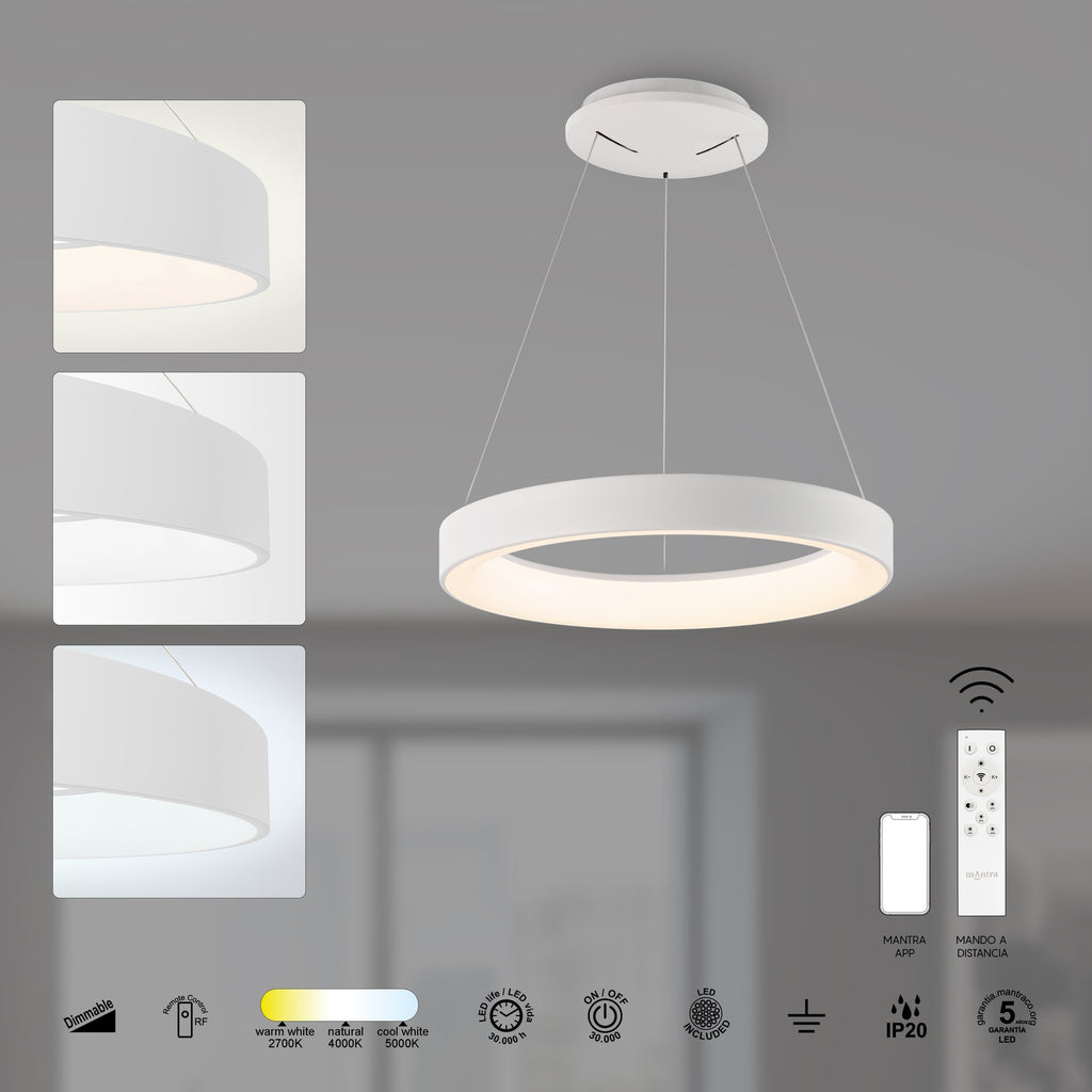 Mantra NISEKO II DIMABILNA viseća svjetiljka LED 30W CCT 38CM BIJELA