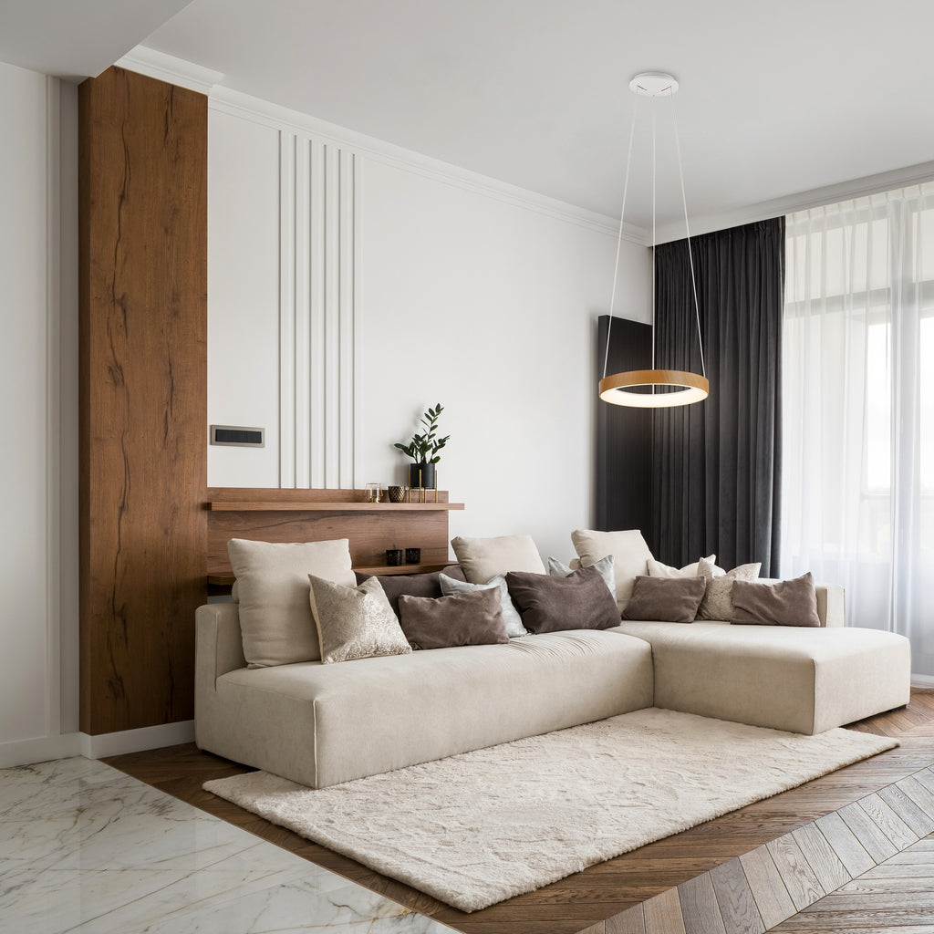 Mantra NISEKO II DIMABILNA viseća svjetiljka LED 30W CCT 38CM DRVO/BIJELA
