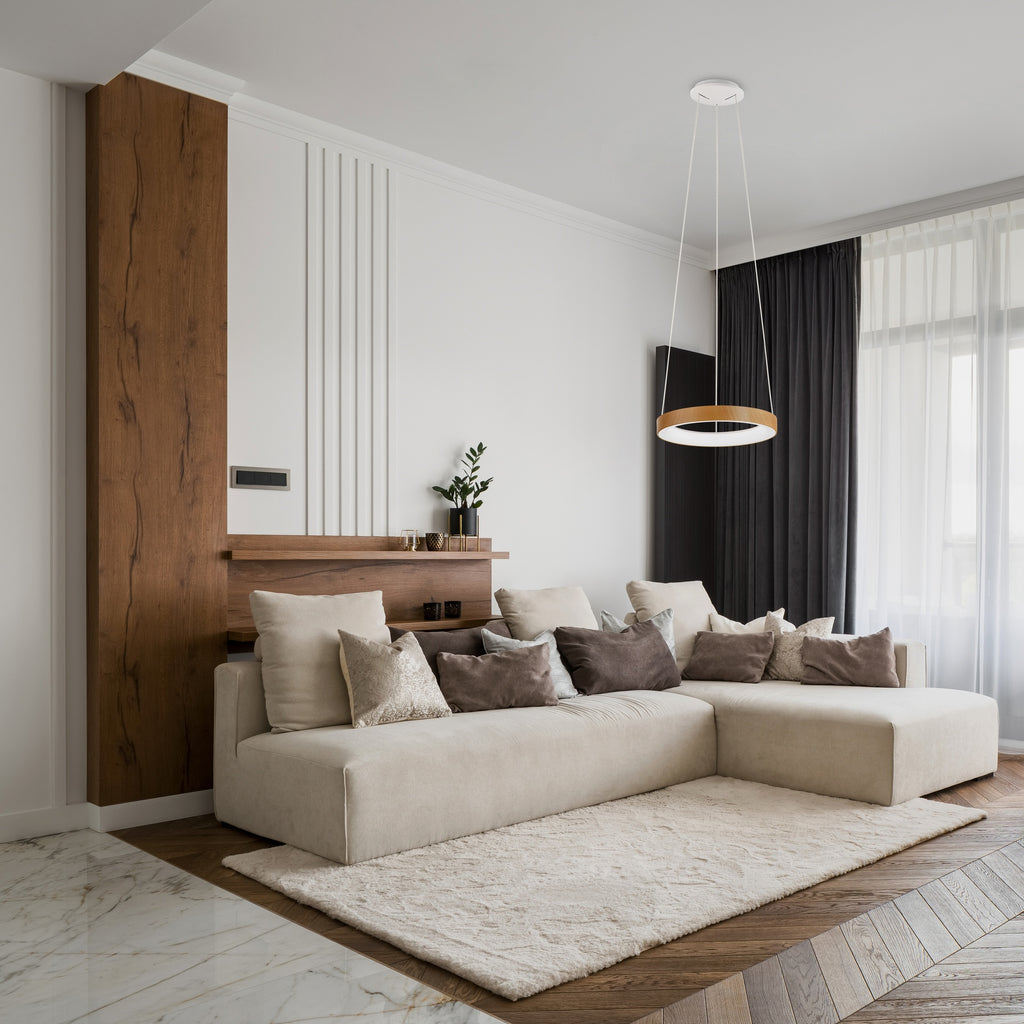 Mantra NISEKO II DIMABILNA viseća svjetiljka LED 30W CCT 38CM DRVO/BIJELA