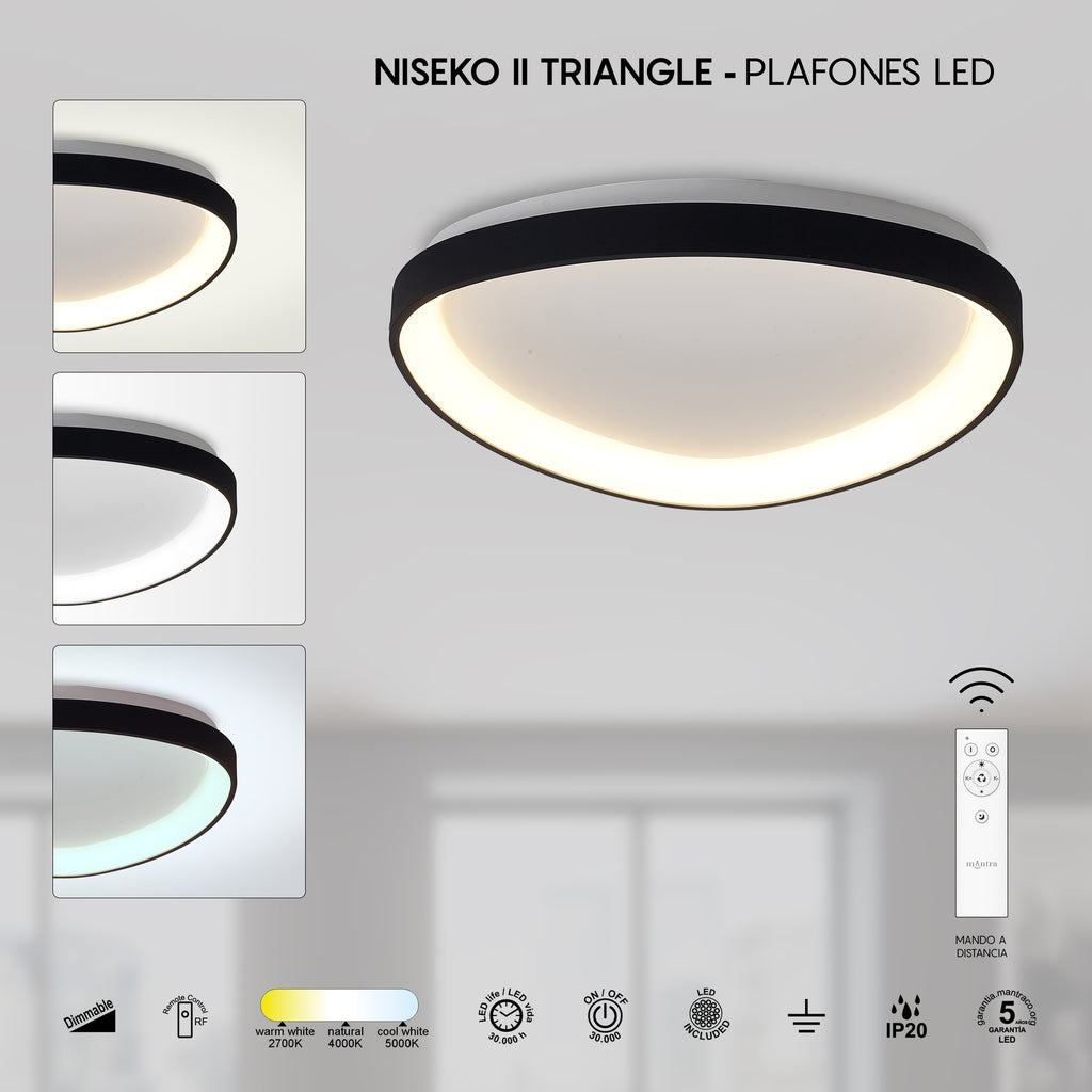 Mantra NISEKO II DIMABILNA stropna svjetiljka LED 42W CCT 42CM CRNA