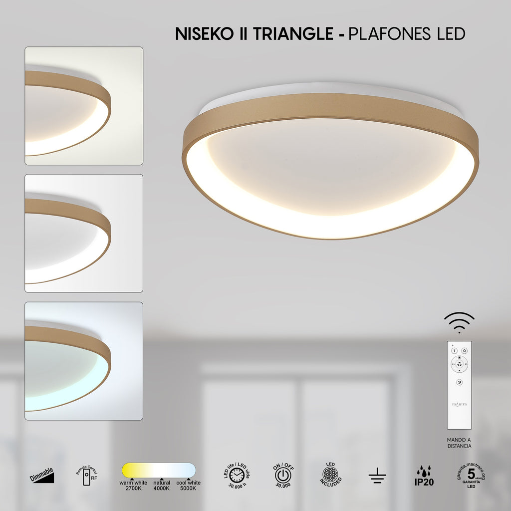 Mantra NISEKO II DIMABILNA stropna svjetiljka LED 42W CCT 42CM ZLATNA