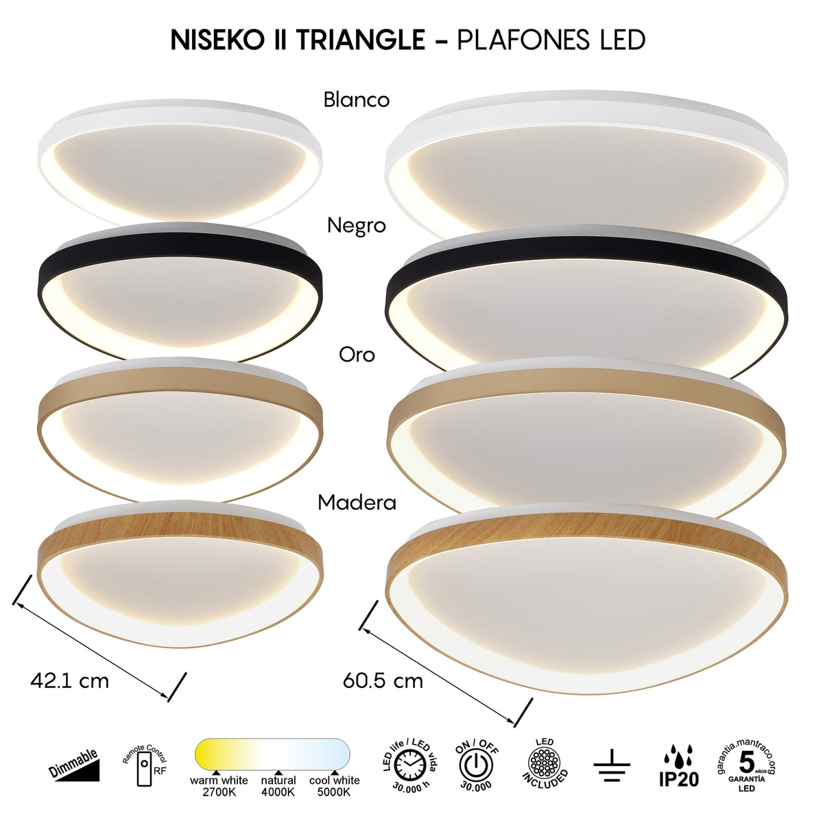 Mantra NISEKO II DIMABILNA stropna svjetiljka LED 62W CCT 61CM BIJELA
