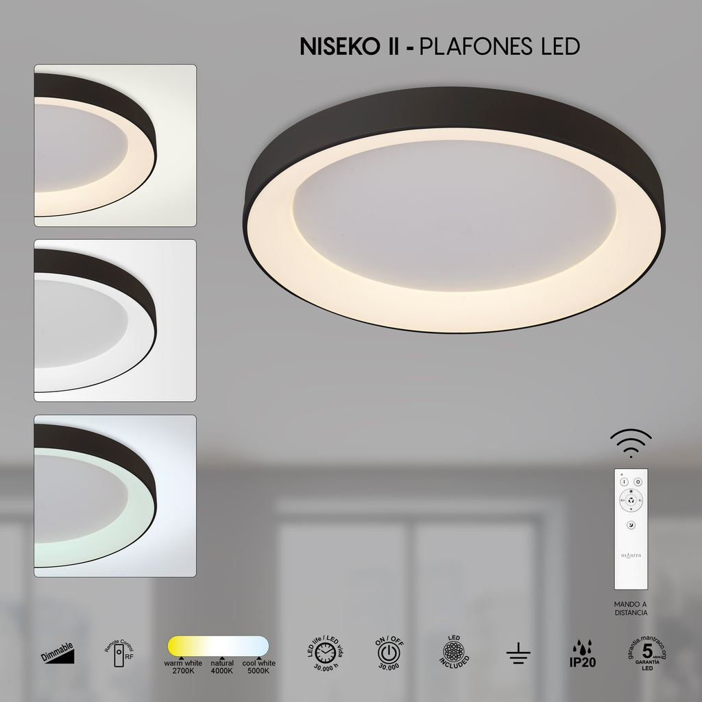 Mantra NISEKO II DIMABILNA stropna svjetiljka LED 62W CCT 78CM CRNA