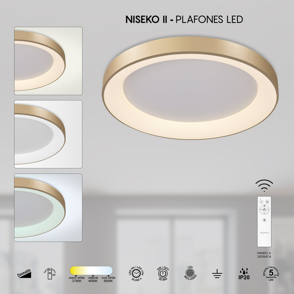 Mantra NISEKO II DIMABILNA stropna svjetiljka LED 62W CCT 78CM ZLATNA