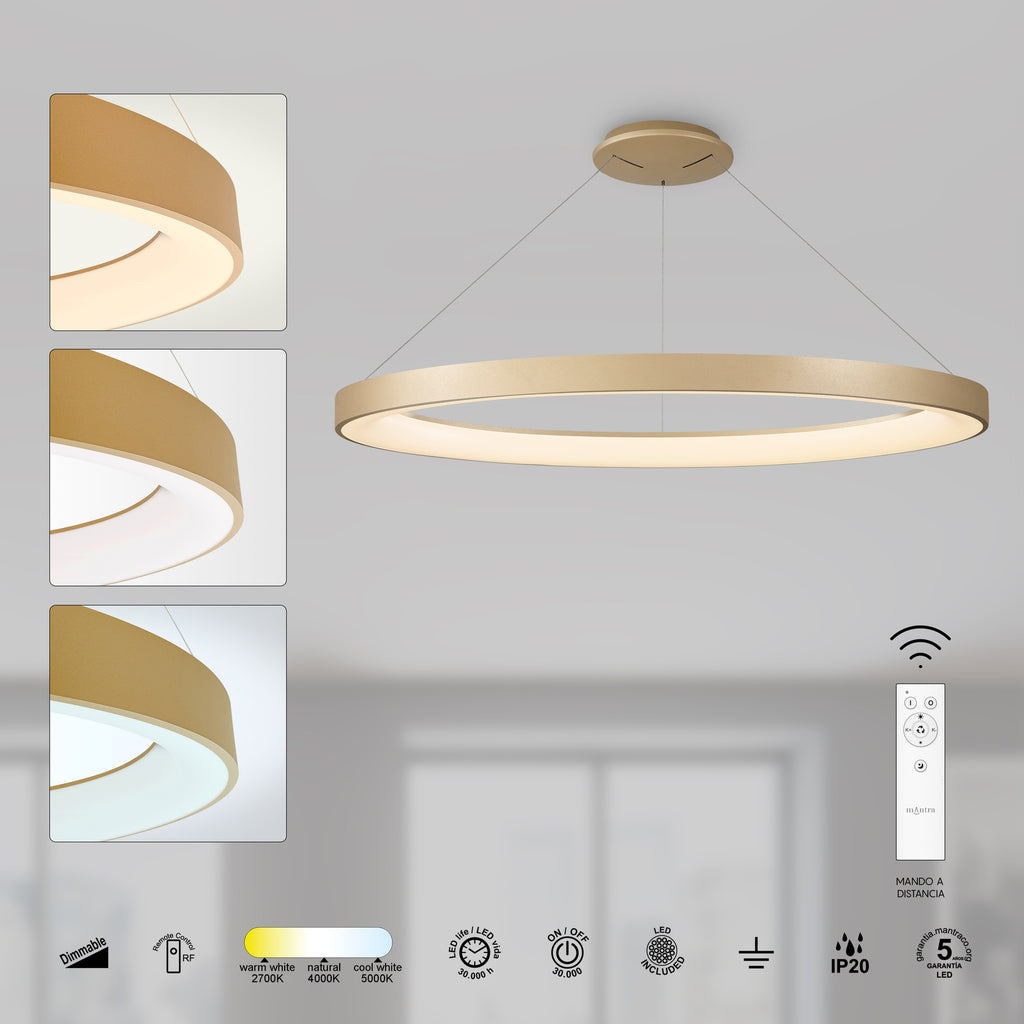 Mantra NISEKO II DIMABILNA viseća svjetiljka LED 75W CCT 90CM ZLATNA