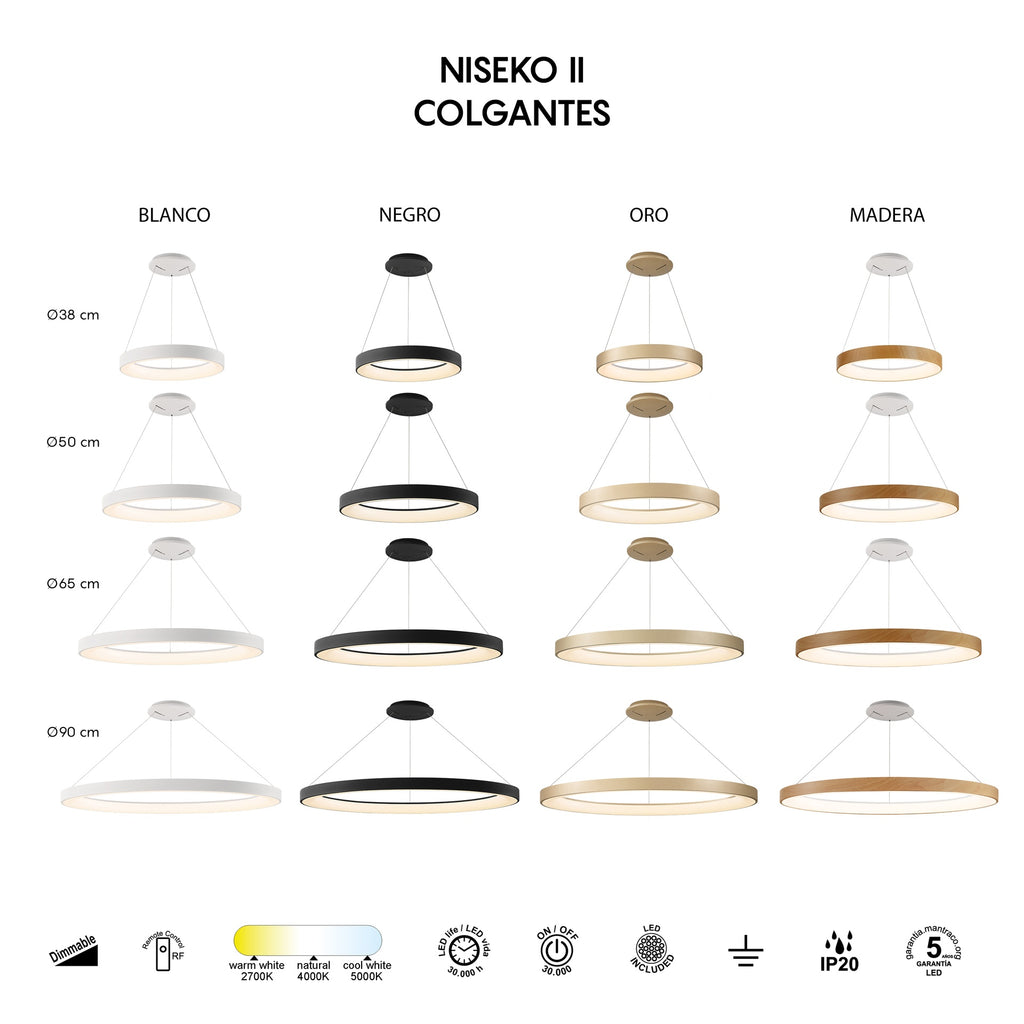 Mantra NISEKO II DIMABILNA viseća svjetiljka LED 75W CCT 90CM DRVO/BIJELA