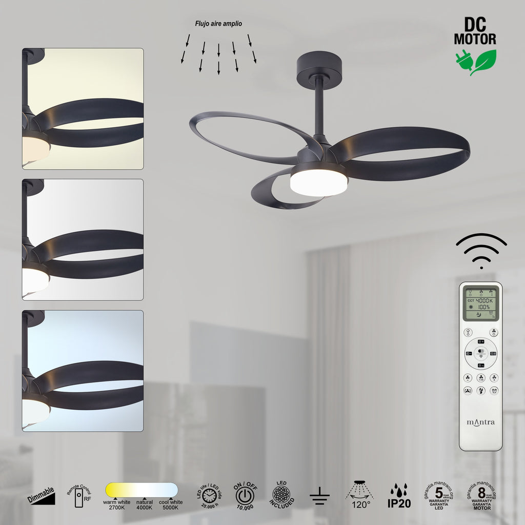 Mantra INFINITY FAN LED stropni ventilator 92cm CRNI