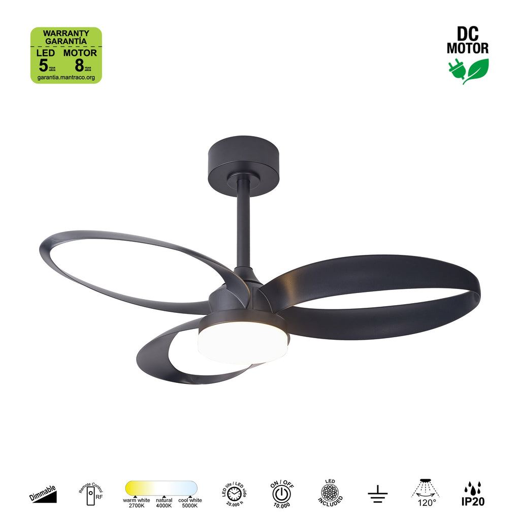 Mantra INFINITY FAN LED stropni ventilator 92cm CRNI