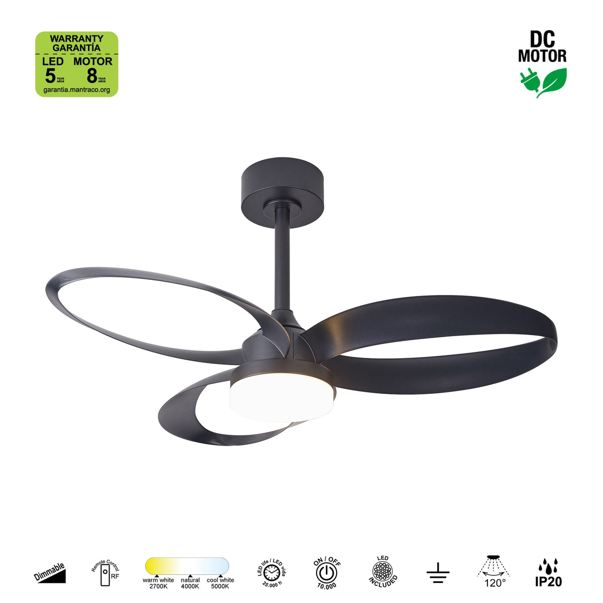 Mantra INFINITY FAN LED stropni ventilator 92cm CRNI