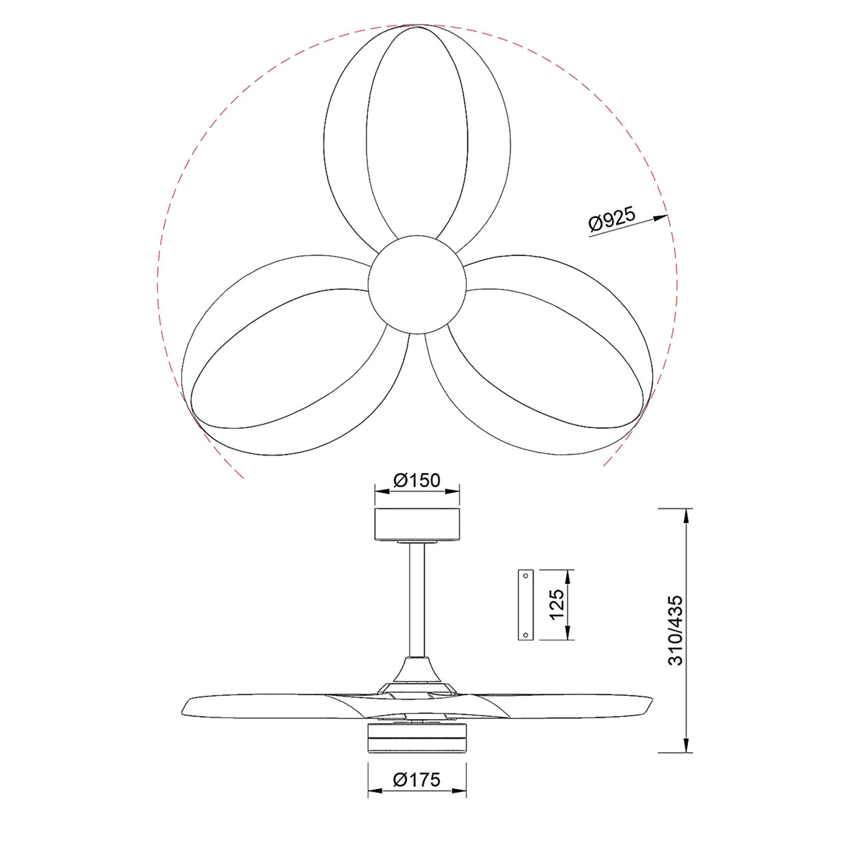 Mantra INFINITY FAN LED stropni ventilator 92cm CRNI