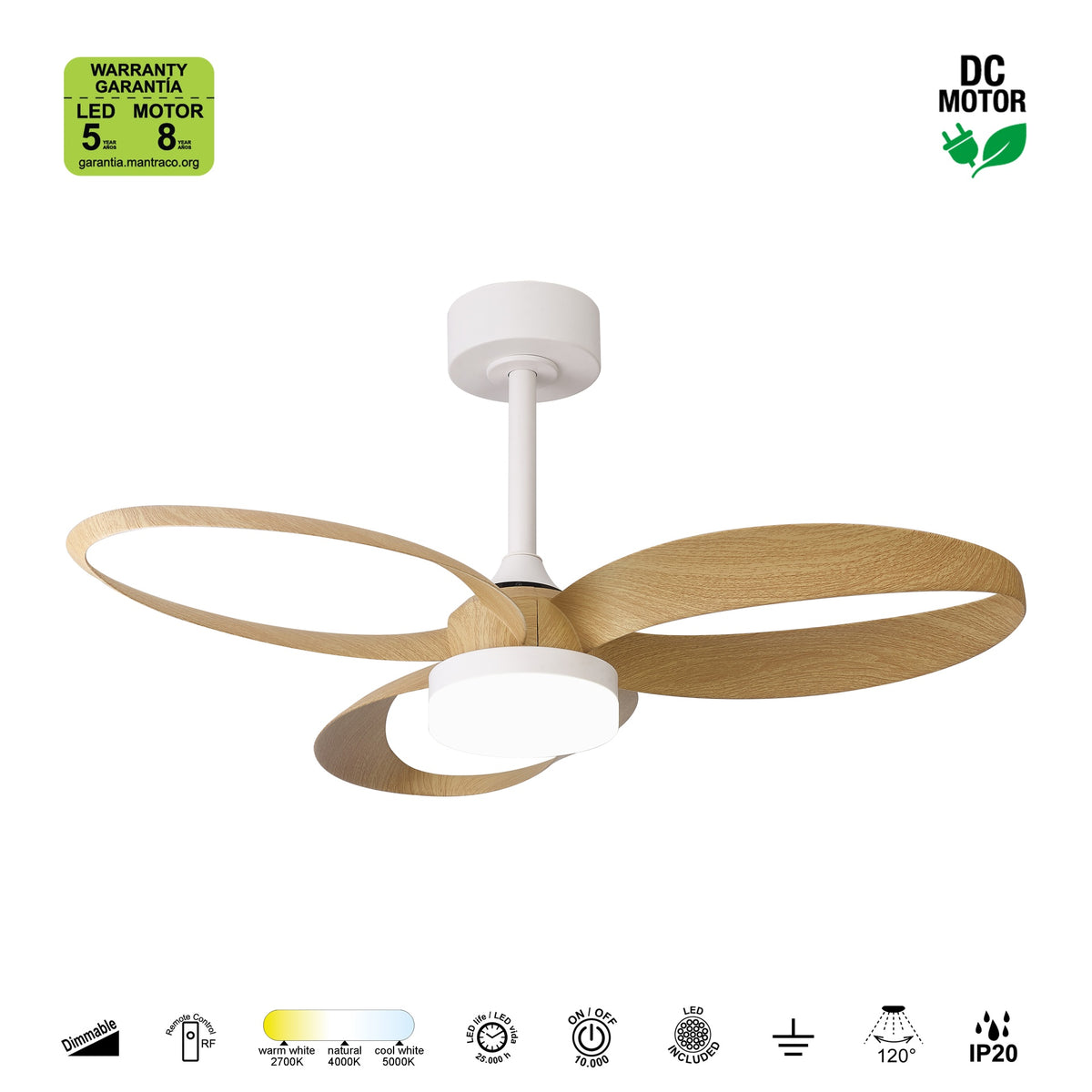Mantra INFINITY FAN LED stropni ventilator 92cm DRVO/BIJELA