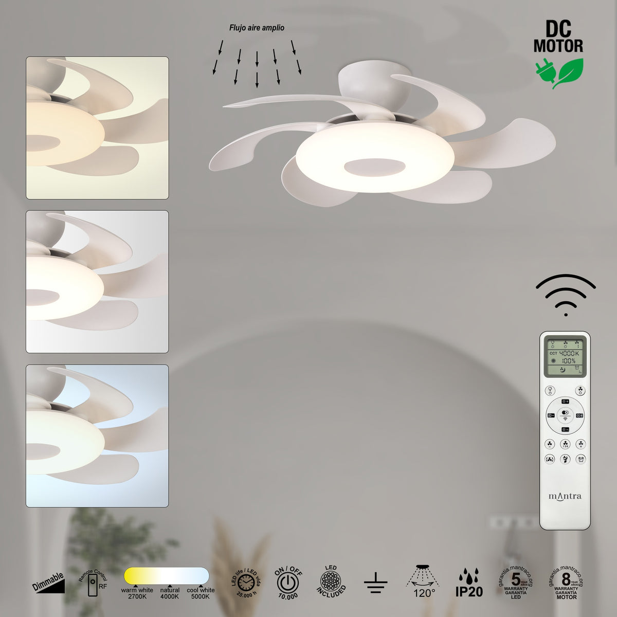 Mantra FLOWER LED stropni ventilator 79cm BIJELI