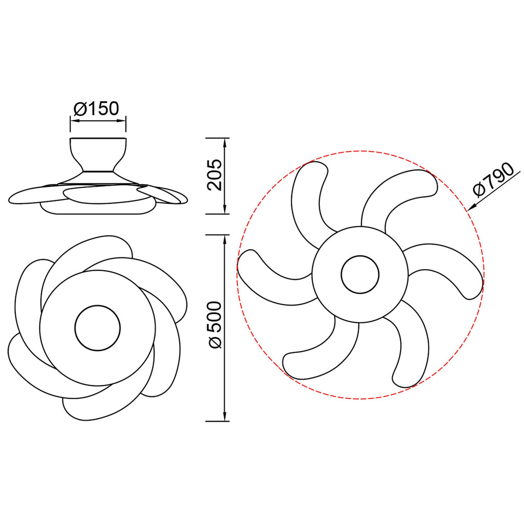 Mantra FLOWER LED stropni ventilator 79cm BIJELI