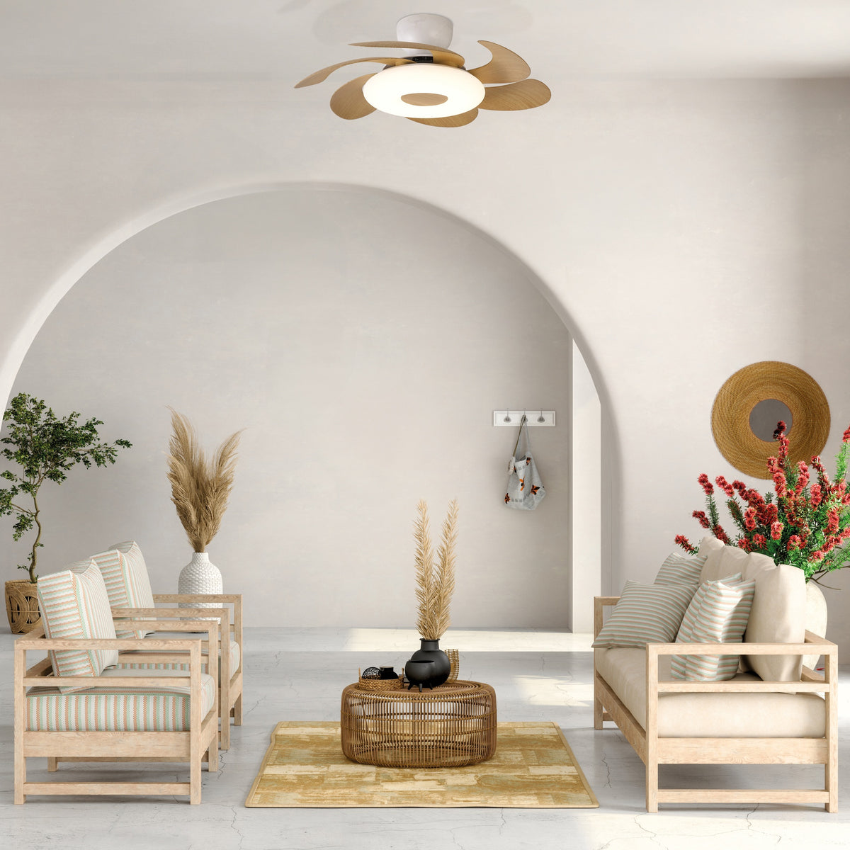Mantra FLOWER LED stropni ventilator 79cm DRVO/BIJELA