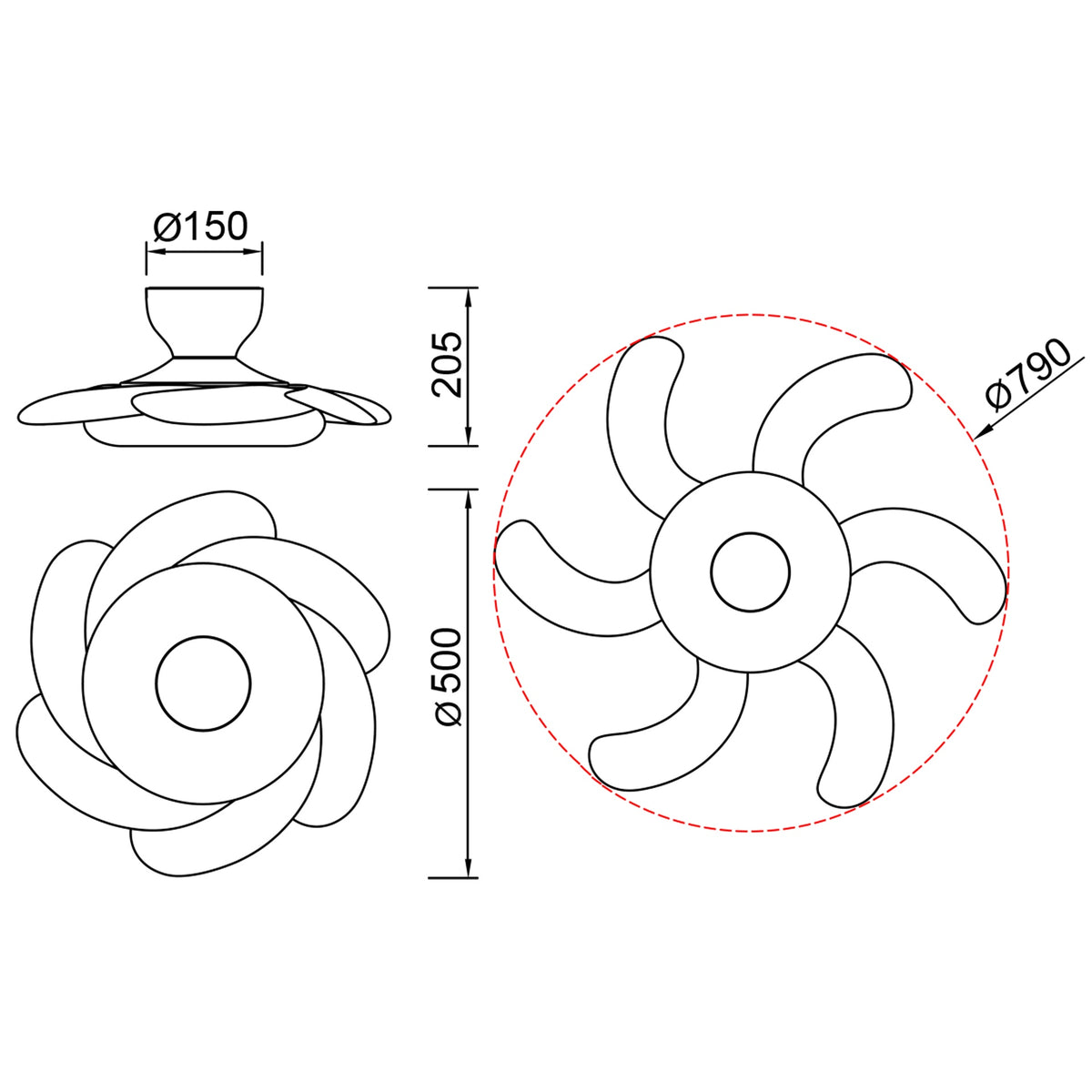 Mantra FLOWER LED stropni ventilator 79cm DRVO/BIJELA