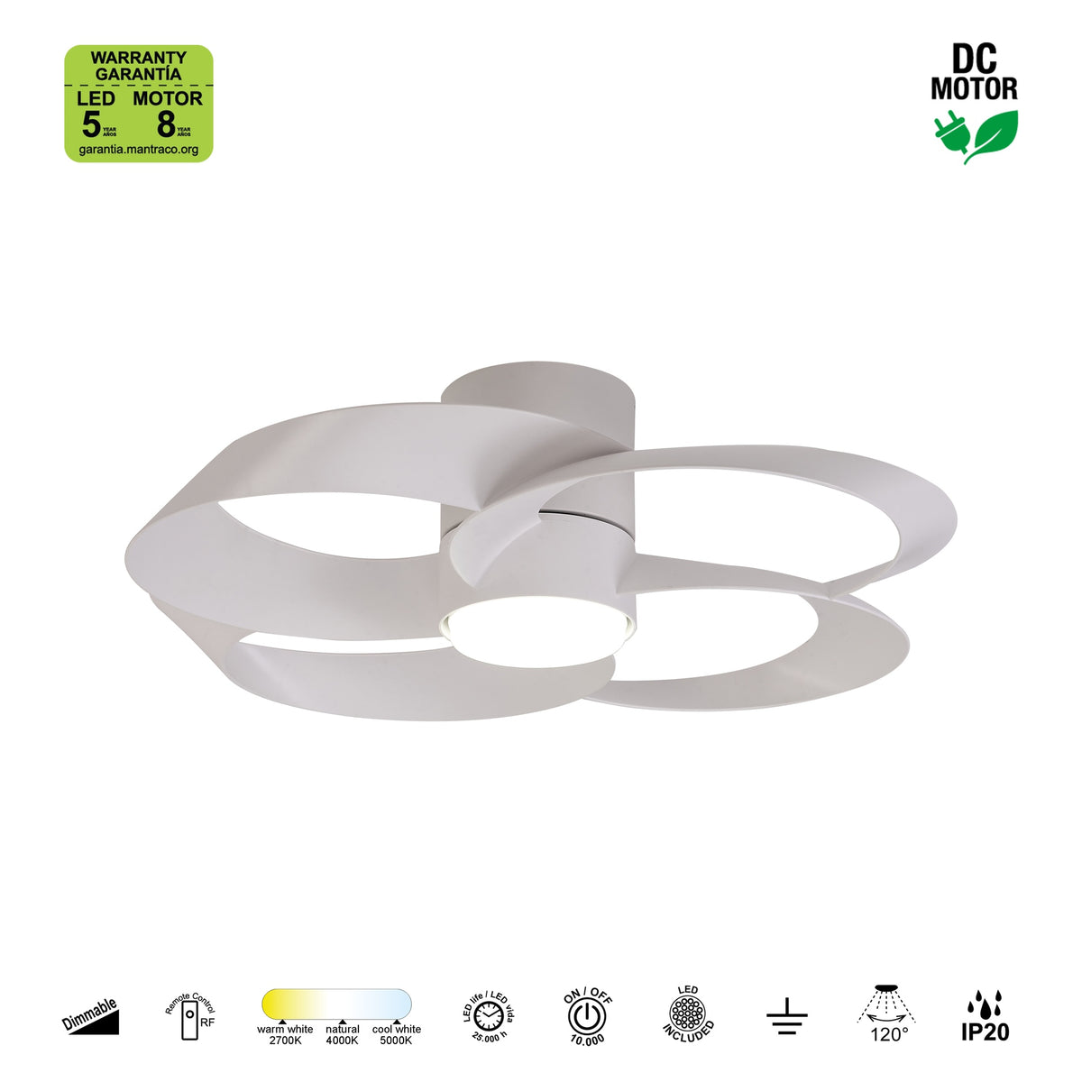 Mantra ROSE LED stropni ventilator 122cm BIJELI