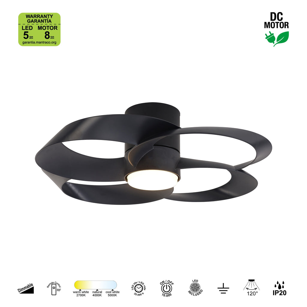 Mantra ROSE LED stropni ventilator 122cm CRNI