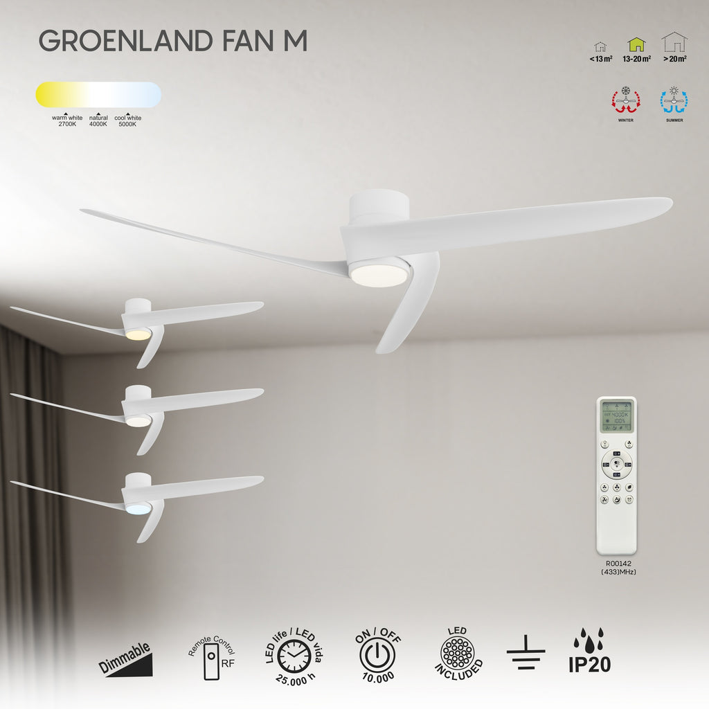 Mantra GROENLAND M PAMETNI LED stropni ventilator 122cm BIJELI