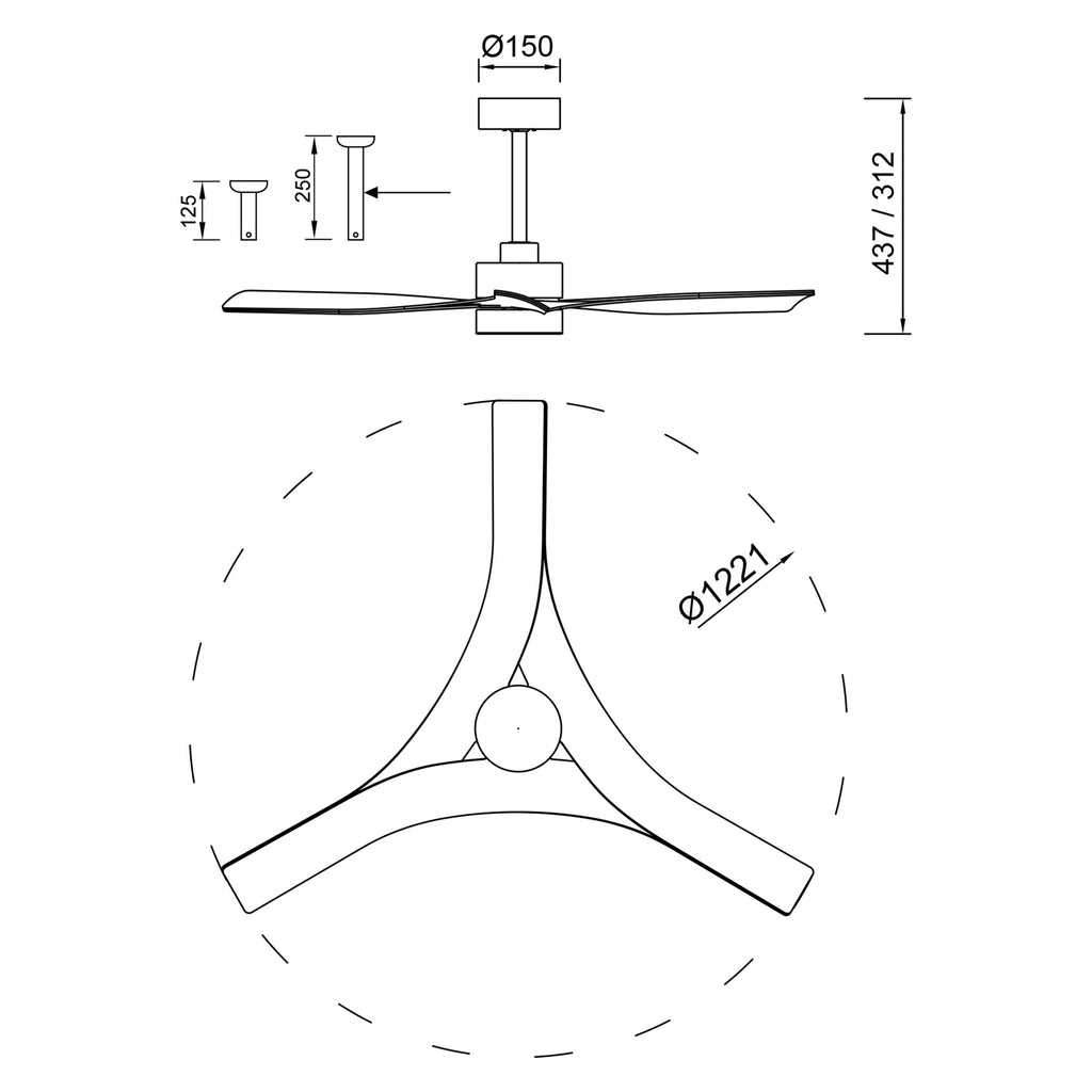 Mantra THAI PAMETNI LED stropni ventilator 122cm BIJELI
