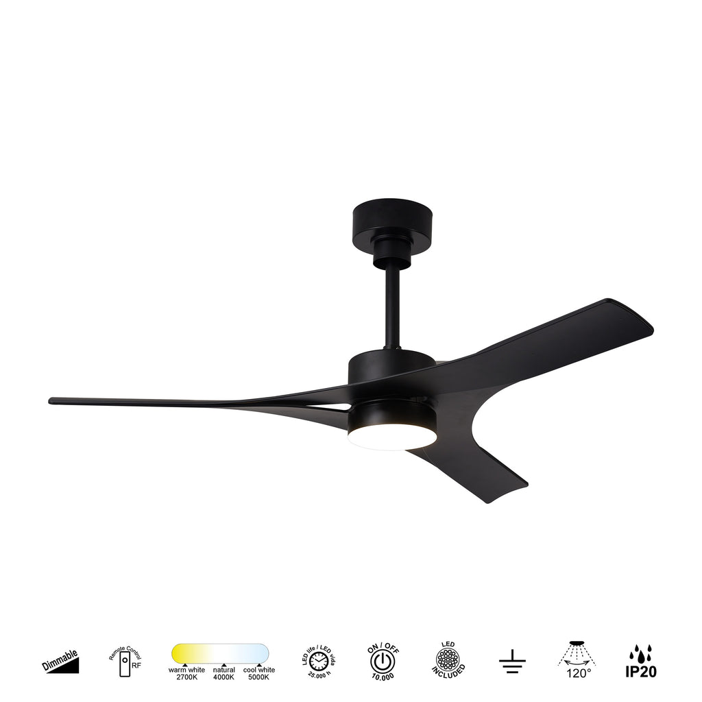 Mantra THAI PAMETNI LED stropni ventilator 122cm CRNI