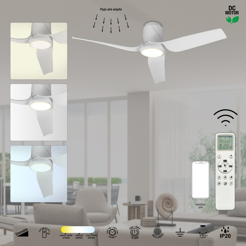 Mantra USHUAIA PAMETNI LED stropni ventilator 133cm BIJELI
