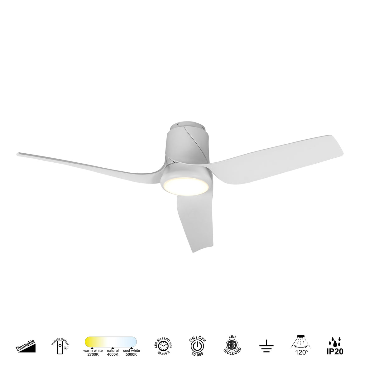 Mantra USHUAIA PAMETNI LED stropni ventilator 133cm BIJELI