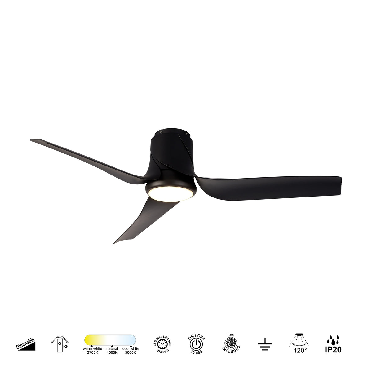 Mantra USHUAIA PAMETNI LED stropni ventilator 133cm CRNI
