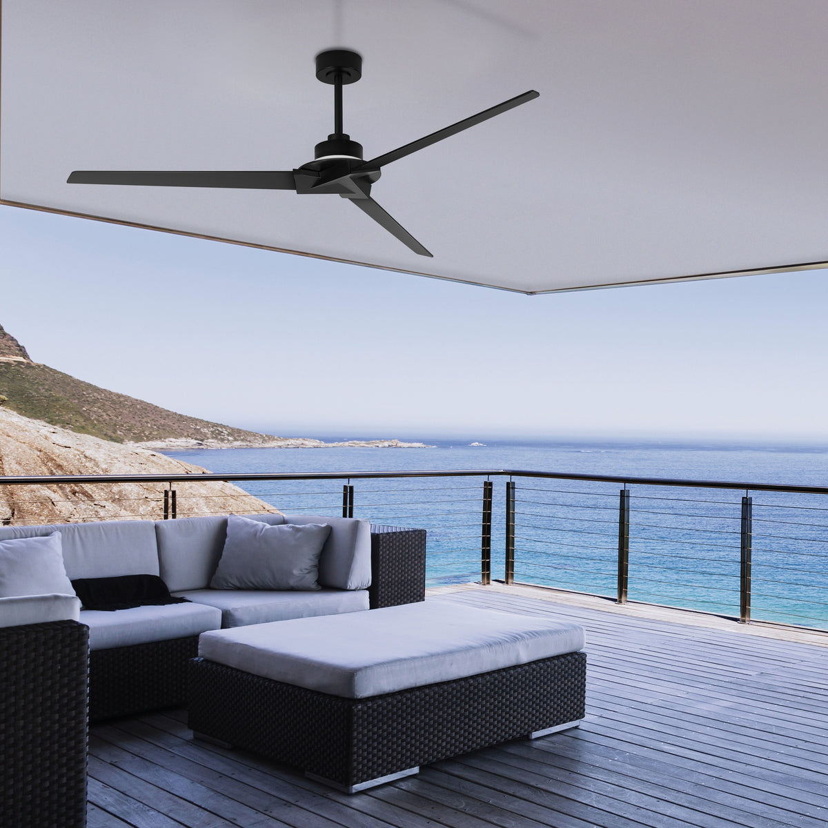Mantra BRISA PAMETNI LED stropni ventilator 177cm IP44 DRVO/CRNA