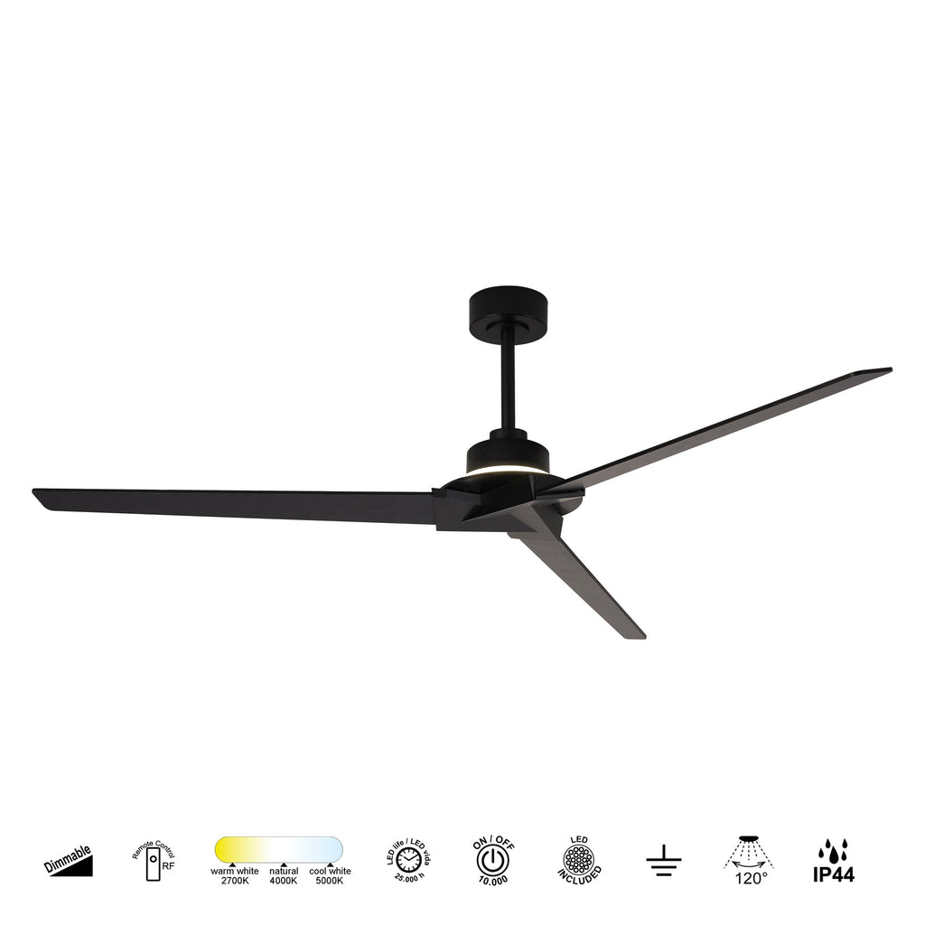 Mantra BRISA PAMETNI LED stropni ventilator 177cm IP44 DRVO/CRNA